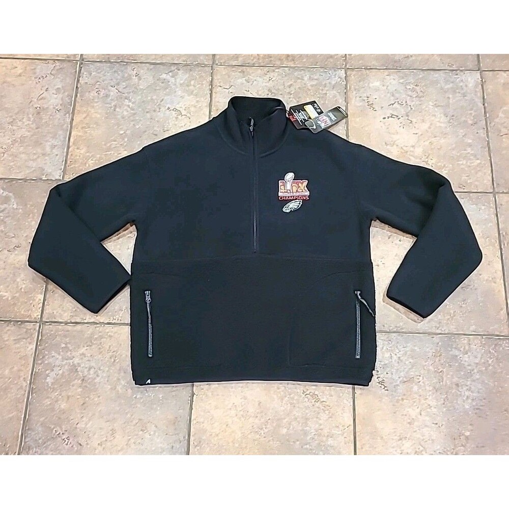 NWT. SUPER BOWL LIX PULLOVER FLEECE--1/4 ZIP Wms M Missed Fleece NFL